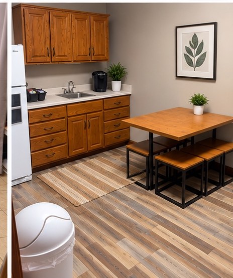 Clean commercial breakroom