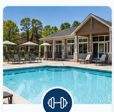 Apartment community pool and amenity area